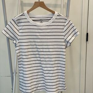 Sonoma White Tee with Black Stripes